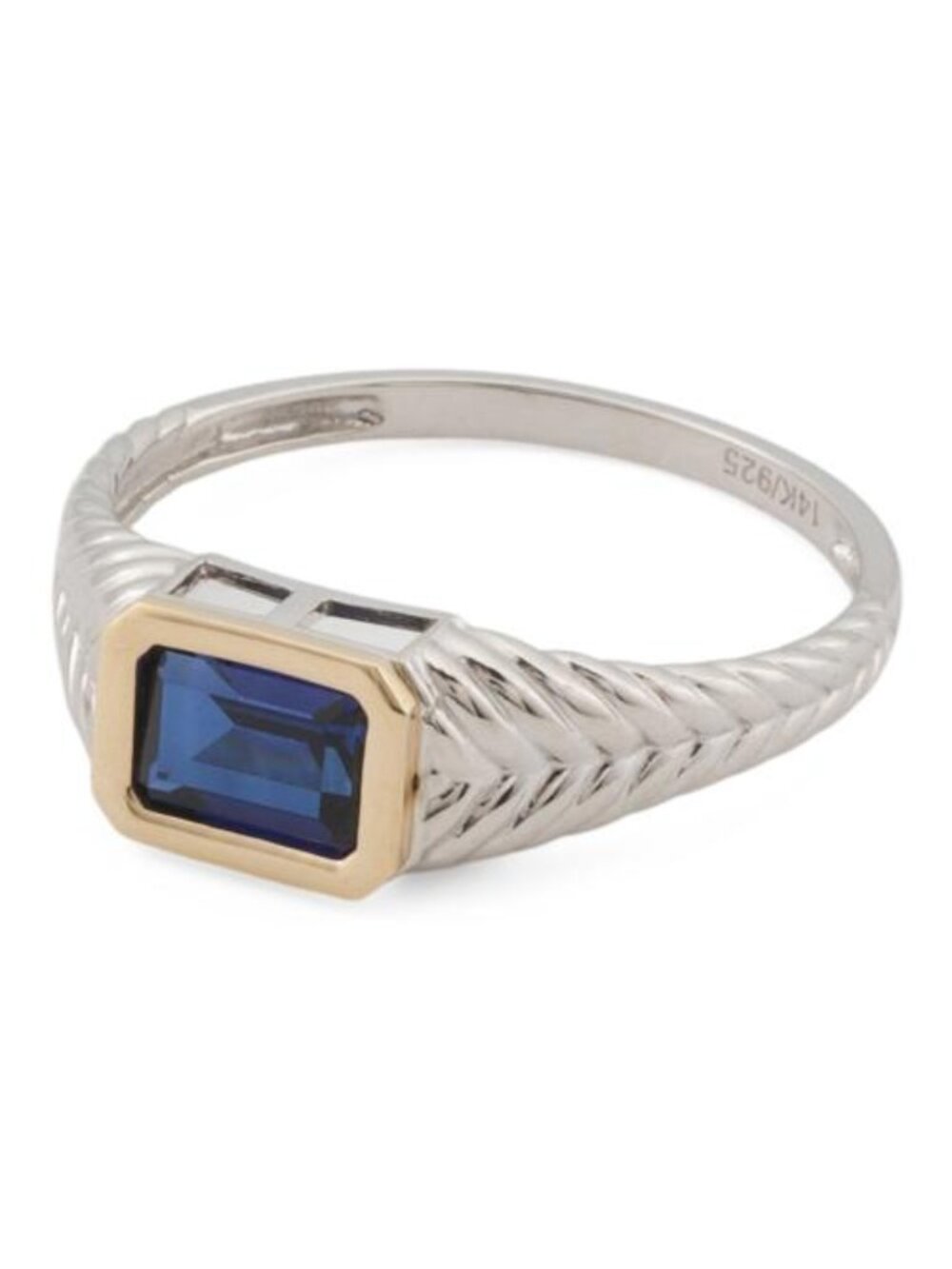 GEMOLIO Sterling Silver And 14kt Gold Lab Grown Sapphire Ring